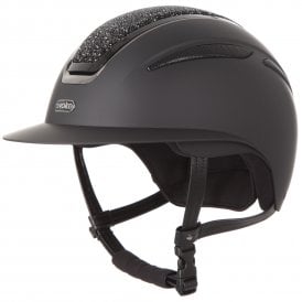 Evoke Callisto Wide Peak Riding Hat - Black/Black Crystal