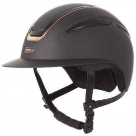 Evoke Callisto Wide Peak Riding Hat - Black/Rose Gold