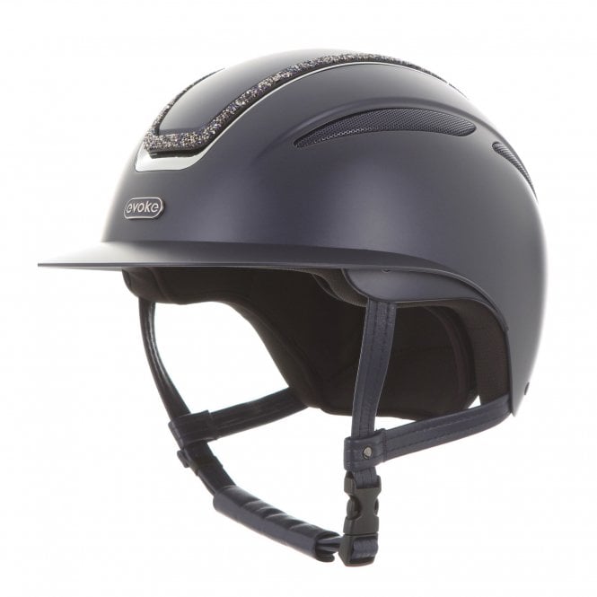 Evoke  Callisto Wide Peak Riding Hat - Navy/Navy Crystal Frame