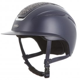 Evoke Callisto Wide Peak Riding Hat - Navy/Navy Crystal