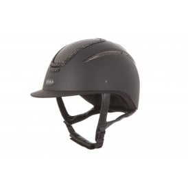 Evoke Elara Classic Peak Riding Hat - Black/Black Crystal Frame