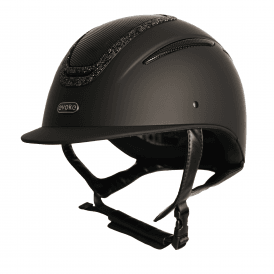 Evoke Elara Classic Peak Riding Hat - Black/Gold Crystal Frame