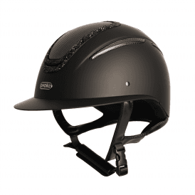Evoke Elara Wide Peak Riding Hat - Black/Black Crystal Frame