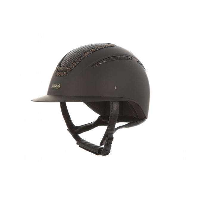 Evoke  Elara Wide Peak Riding Hat - Black/Gold Crystal Frame