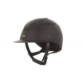 Evoke Elara Wide Peak Riding Hat - Black/Gold Crystal Frame