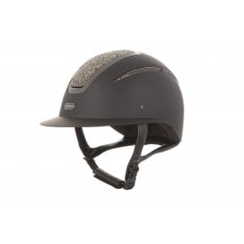 Evoke Elara Wide Peak Riding Hat - Black/Gold Crystal