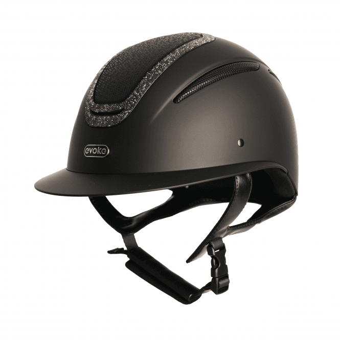 Evoke  Elara Wide Peak Riding Hat - Black/Viper/Steel Crystal Frame