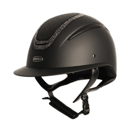 Evoke Elara Wide Peak Riding Hat - Black/Viper/Steel Crystal Frame