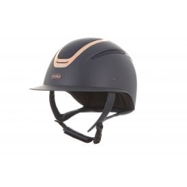 Evoke Elara Wide Peak Riding Hat - Navy/Rose Gold