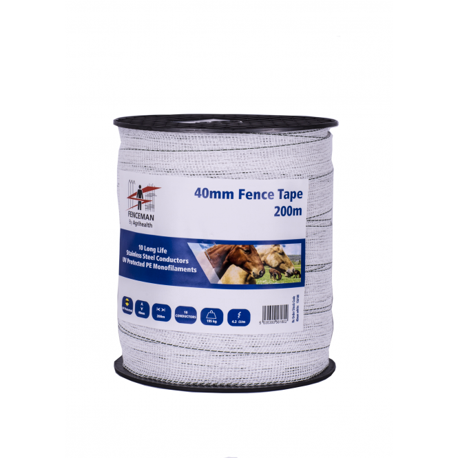 Fenceman  Electric Fence White Tape 40mm x 200m