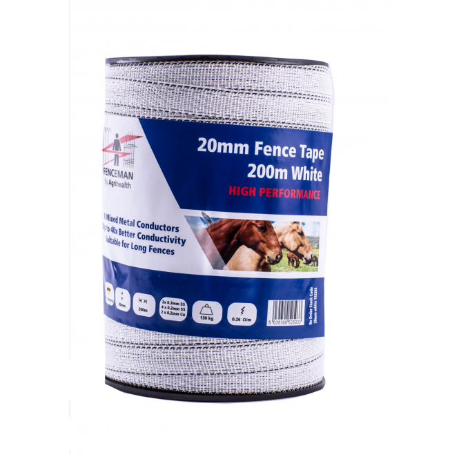 Fenceman  High Performance Electric Fence White Tape 20mm x 200m