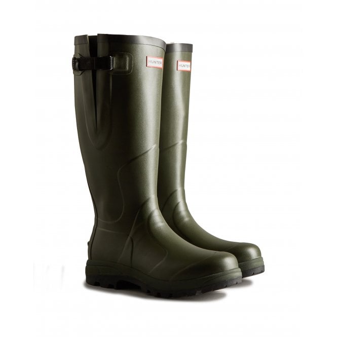 Hunter  Mens Balmoral Tall Classic Side Adjustable Wellington Boot - Dark Olive