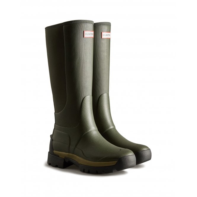 Hunter  Womens Field Balmoral Hybrid Tall Wellington - Dark Olive