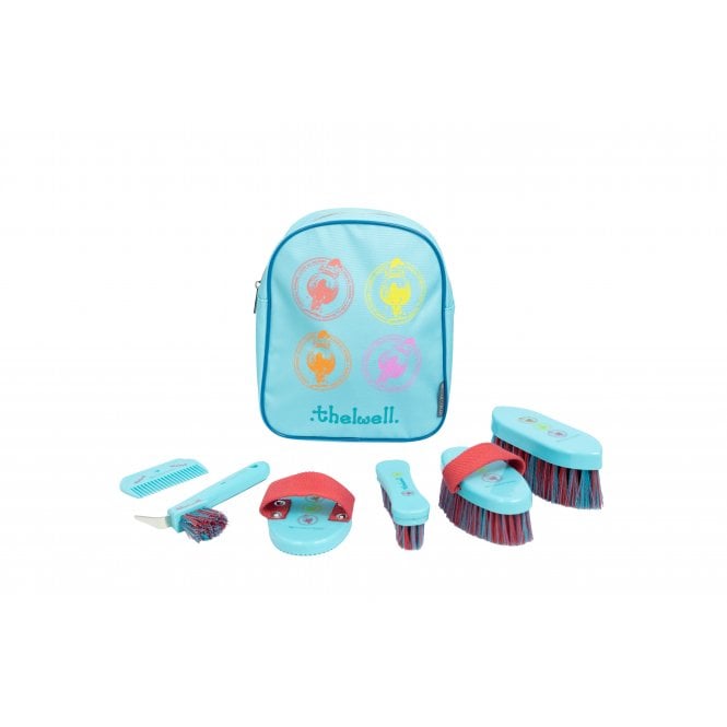 HY Equestrian  Thelwell Collection All Rounder Complete Grooming Kit Rucksack - Aquarius/Pink/Teal