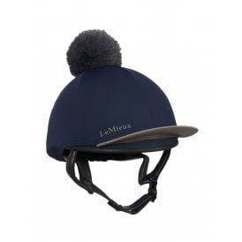 LeMieux Classique Pom Horse Riding Hat Silk - Navy Blue