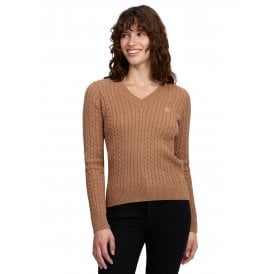 LeMieux Carla Cable V-Neck Knit Womens Jumper - Caramel