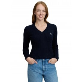 LeMieux Carla Cable V-Neck Knit Womens Jumper - Navy