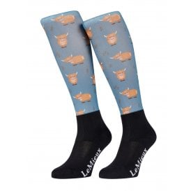 LeMieux Footsie Womens Socks - Highland Cow/Aloe