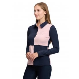 LeMieux Harlequin Womens Rugby Shirt Base Layer - Petal/Navy