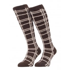 LeMieux Heritage Check Fluffies Womens Socks - Cocoa