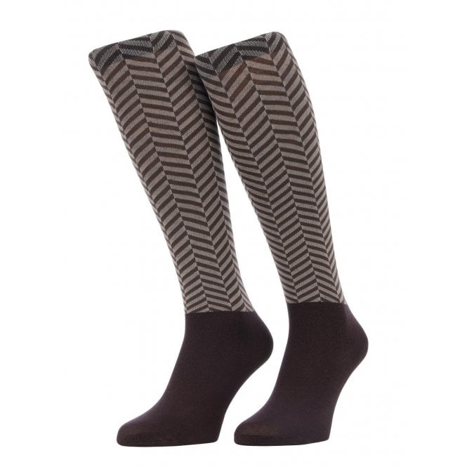 LeMieux Horsehealth LeMieux Heritage Womens Footsie Socks - Herringbone Cocoa