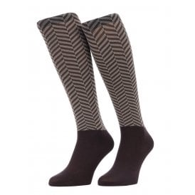LeMieux Heritage Womens Footsie Socks - Herringbone Cocoa
