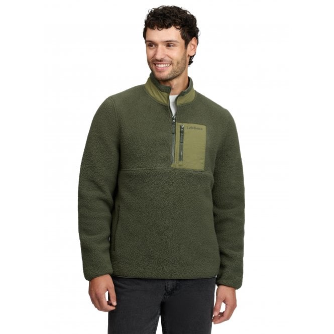 LeMieux Horsehealth LeMieux Mens Borg Half Zip Sweat - Olive