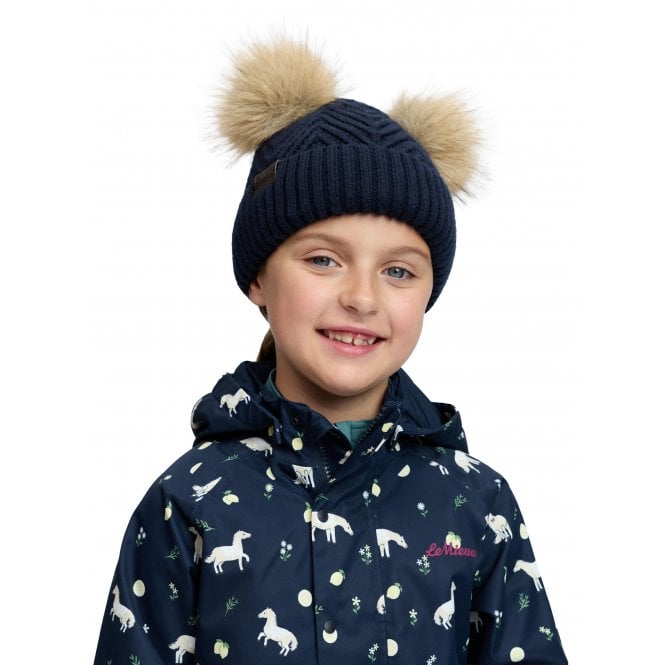 LeMieux Horsehealth LeMieux Mini Double Pom Beanie - Navy Blue