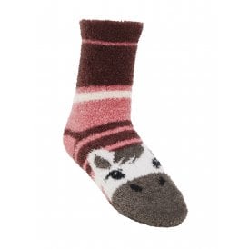 LeMieux Mini Fluffy Childrens Character Socks - Andalusian Pony Cranberry