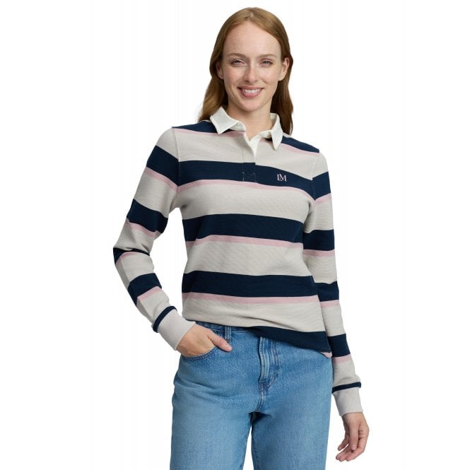 LeMieux Horsehealth LeMieux Sloane Stripe Womens Rugby Shirt - Stone