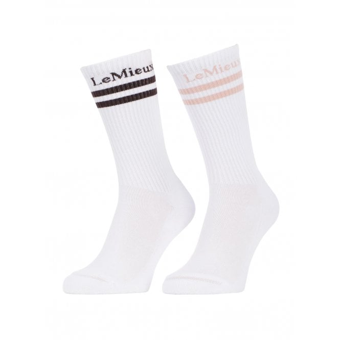 LeMieux Horsehealth LeMieux Tall Crew Womens Socks 2 Pack - White
