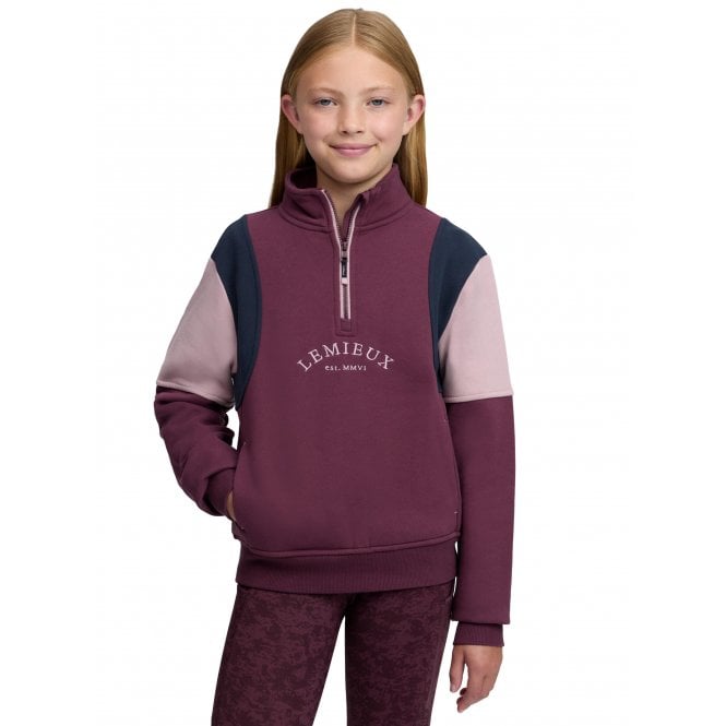 LeMieux Horsehealth LeMieux Young Rider Viola Childrens Quarter Zip Sweat - Bramble