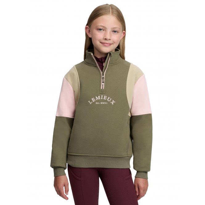 LeMieux Horsehealth LeMieux Young Rider Viola Childrens Quarter Zip Sweat - Willow Green
