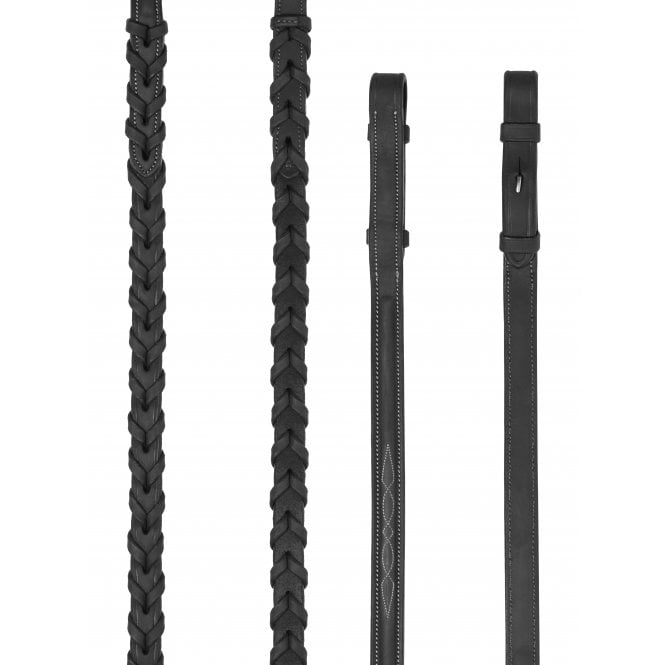 LeMieux  Hunter Laced Reins with Stitching - Black/Silver