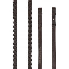 LeMieux Hunter Laced Reins with Stitching - Havana/Silver