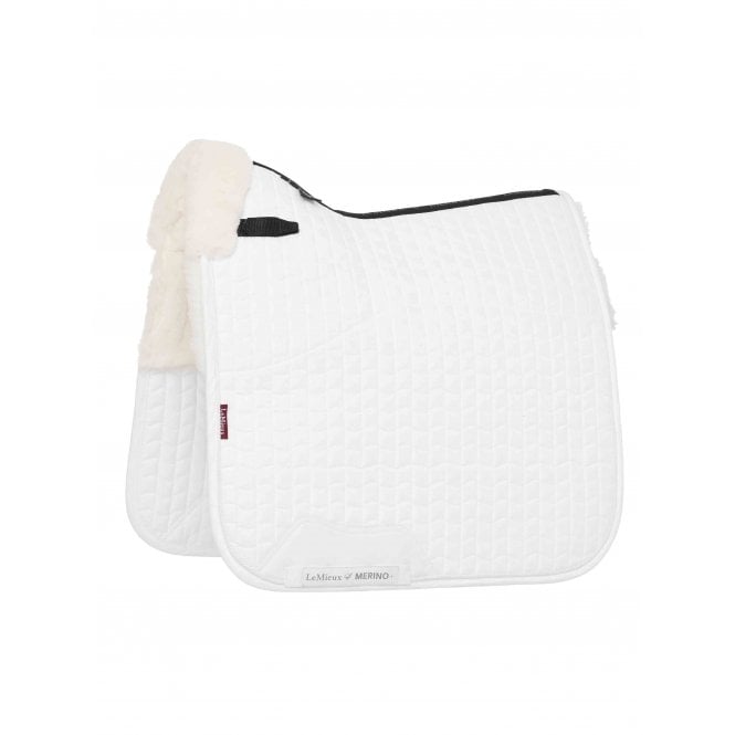 LeMieux  Merino+ Half Lined Suede Dressage Square - White/White