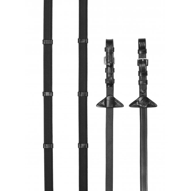 LeMieux  Rubber Grip Continental Reins - Black/Silver