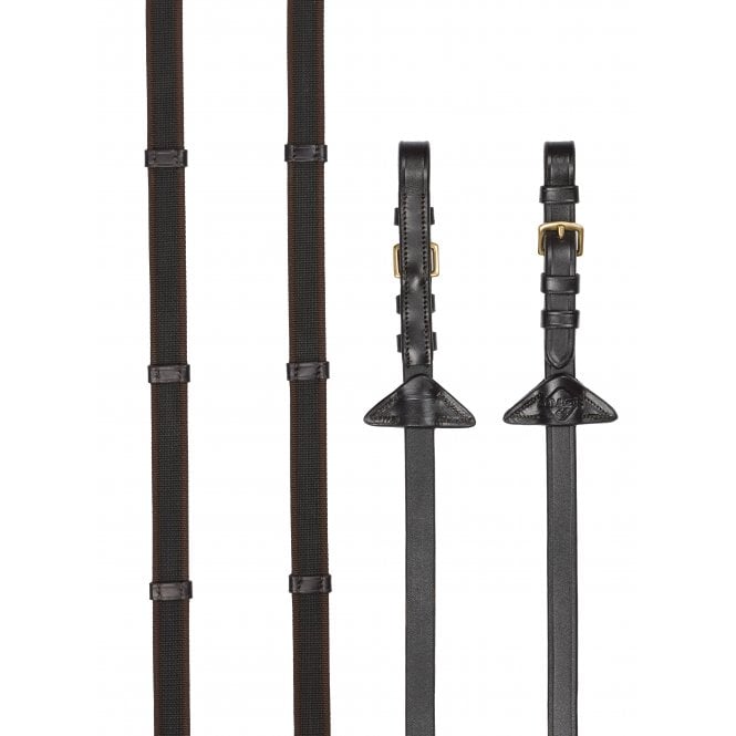 LeMieux  Rubber Grip Continental Reins - Brown/Brass