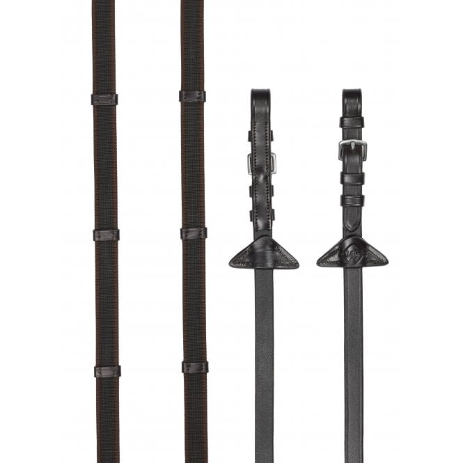 LeMieux  Rubber Grip Continental Reins - Brown/Silver