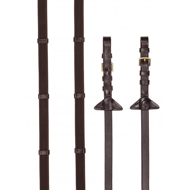 LeMieux  Rubber Grip Continental Reins - Havana/Brass