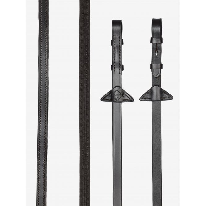 LeMieux  Rubber Half lined Reins - Brown/Silver
