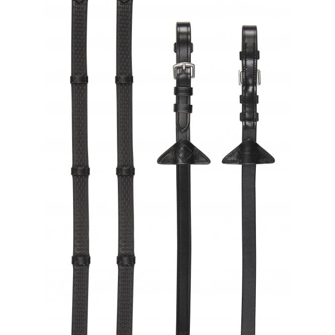 LeMieux  Soft Rubber Reins with Stoppers - Black/Silver