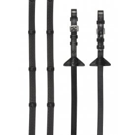LeMieux Soft Rubber Reins with Stoppers - Black/Silver