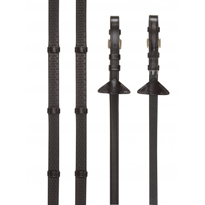 LeMieux  Soft Rubber Reins with Stoppers - Brown/Brass