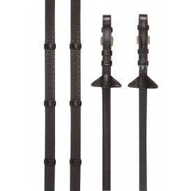 LeMieux Soft Rubber Reins with Stoppers - Brown/Brass