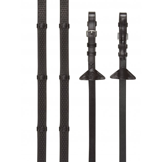 LeMieux  Soft Rubber Reins with Stoppers - Brown/Silver
