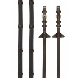 LeMieux Soft Rubber Reins with Stoppers - Havana/Brass