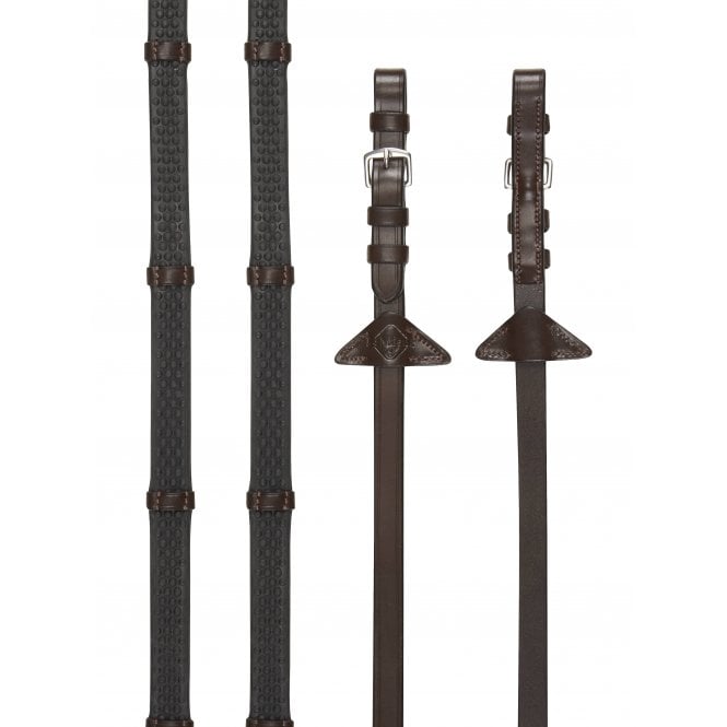 LeMieux  Soft Rubber Reins with Stoppers - Havana/Silver