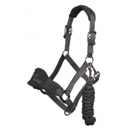 LeMieux Vogue Headcollar & Leadrope - Black/Grey