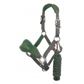 LeMieux Vogue Headcollar & Leadrope - Hunter Green/Grey